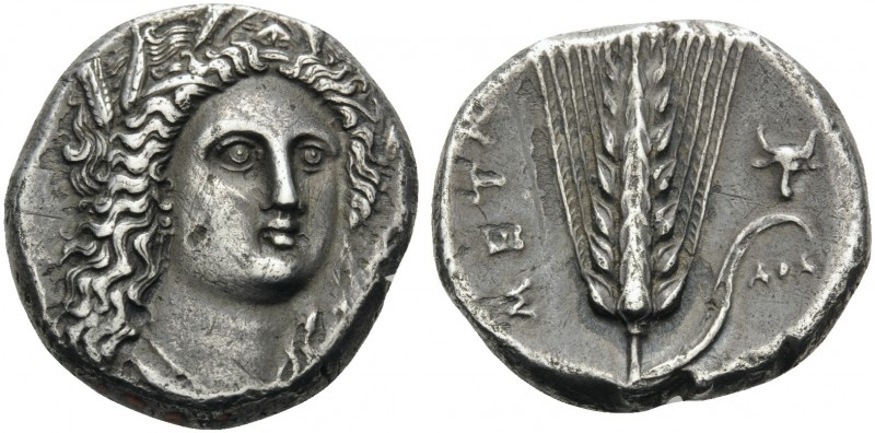 LUCANIA. Metapontion . Circa 330-290 BC. Nomos or Didrachm (Silver, 19 mm, 7.70 ...