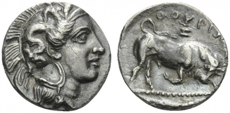 LUCANIA. Thourioi . Circa 350-300 BC. Triobol (Silver, 12 mm, 1.34 g, 9 h). Head...