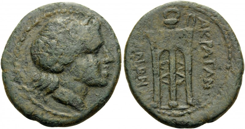 SICILY. Akragas . 240-213 BC. (Bronze, 23 mm, 5.82 g, 11 h). Laureate head of Ap...