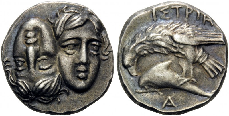 MOESIA. Istros . Circa 280-256/5 BC. Drachm (Silver, 18 mm, 5.70 g, 12 h). Two f...