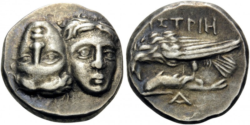 MOESIA. Istros . Circa 280-256/5 BC. Drachm (Silver, 17 mm, 5.55 g, 12 h). Two f...