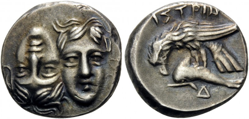 MOESIA. Istros . Circa 280-256/5 BC. Drachm (Silver, 18 mm, 5.63 g, 12 h). Two f...