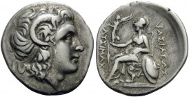 KINGS OF THRACE. Lysimachos, 305-281 BC. Drachm (Silver, 19 mm, 4.09 g, 11 h), Ephesus, ca. 294-287 BC. Head of the deified Alexander the Great to rig...