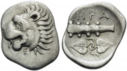 THESSALY. Herakleia Trachineia . Circa 370-344 BC. Obol (Silver, 12.5 mm, 0.86 g, 5 h). Head of lion to left, with open mouth and protruding tongue; b...