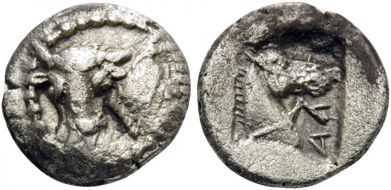 THESSALY. Larissa . Circa 462/1-460 BC. Obol (Silver, 10.5 mm, 0.96 g, 2 h). Hea...