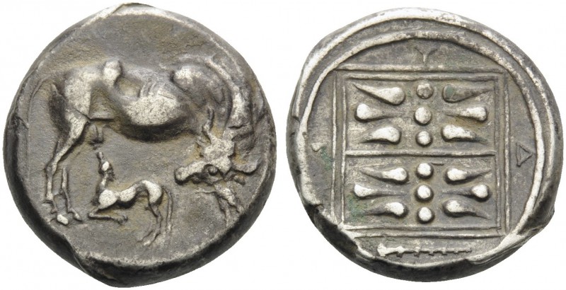 ILLYRIA. Dyrrhachion . Circa 340-280 BC. Stater (Silver, 20 mm, 10.86 g, 2 h). C...