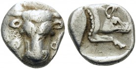 PHOKIS, Federal Coinage. Circa 478-460. Obol (Silver, 10 mm, 0.91 g, 7 h). Φ - Ο Facing head of a bull. Rev. Forepart of a boar to right. BCD Phokis 2...