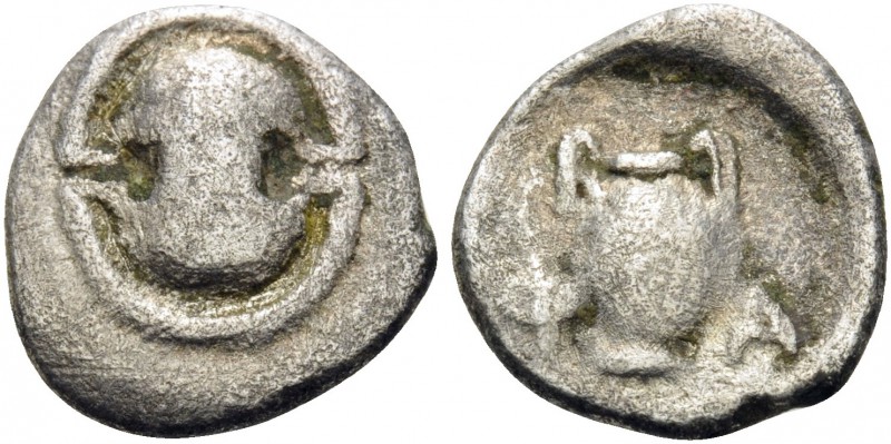 BOEOTIA. Pharai . 4th century BC. Obol (Silver, 11 mm, 0.80 g, 10 h). Boeotian s...