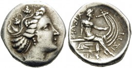 EUBOIA. Histiaia . 3rd-2nd centuries BC. Tetrobol (Silver, 15 mm, 2.42 g, 6 h). Wreathed head of nymph Histiaia to right. Rev. IΣTIAIEΩN Nymph seated ...