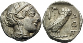 ATTICA. Athens . Circa 449-404 BC. Tetradrachm (Silver, 25 mm, 17.14 g, 9 h), c. 440-430. Head of Athena to right, wearing crested Attic helmet adorne...
