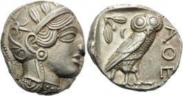ATTICA. Athens . Circa 449-404 BC. Tetradrachm (Silver, 25 mm, 17.19 g, 8 h), c. 430-420. Head of Athena to right, wearing crested Attic helmet adorne...