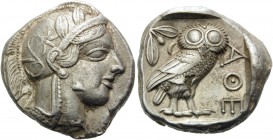 ATTICA. Athens . Circa 449-404 BC. Tetradrachm (Silver, 25 mm, 17.18 g, 5 h), c. 430-420. Head of Athena to right, wearing crested Attic helmet adorne...