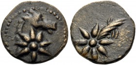 PONTOS. Uncertain . Circa 130-100 BC. Chalkous (Bronze, 12.5 mm, 1.61 g, 9 h), struck under Mithradates VI, possibly in Amisos, 119-100. Horse's head ...