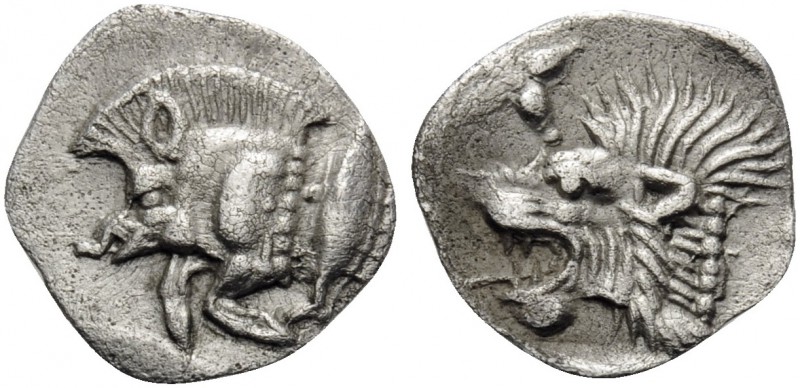 MYSIA. Kyzikos . Circa 450-400 BC. Hemiobol (Silver, 10 mm, 0.37 g, 12 h). Forep...