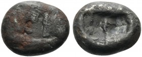 KINGS OF LYDIA. Kroisos, circa 560-546 BC. Siglos (Bronze, with contemporary silver plating, 15 mm, 4.96 g), Sardes, 550-546. Confronted foreparts of ...