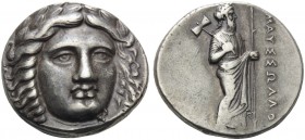 SATRAPS OF CARIA. Maussolos, circa 377/6-353/2 BC. Tetradrachm (Silver, 23 mm, 15.17 g, 12 h). Laureate head of Apollo facing, turned slightly to righ...
