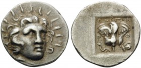 ISLANDS OFF CARIA, Rhodos. Rhodes . Circa 125-88 BC. Hemidrachm (Silver, 13 mm, 1.44 g, 12 h), Gorgias. Radiate head of Helios, three-quarter facing t...