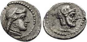 CILICIA. Tarsos . Tarkumuwa (Datames), satrap of Cilicia and Cappadocia, 384-361/0 BC. Obol (Silver, 10 mm, 0.80 g, 11 h), circa 380 BC. Head of Aphro...