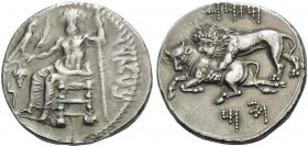 CILICIA. Tarsos . Mazaios, satrap of Cilicia, 361/0-334 BC. Stater (Silver, 23 mm, 10.99 g, 6 h). B'LTRZ Baaltars seated left, head facing, holding ea...