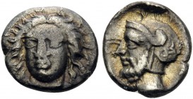 CILICIA. Tarsos . Time of Pharnabazos and Datames, Circa 384-361/0 BC. Obol (Silver, 7.5 mm, 0.64 g, 9 h). Facing head of a local water Nymph, turned ...