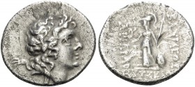 KINGS OF CAPPADOCIA. Ariarathes IX Eusebes Philopator, circa 100-85 BC. Drachm (Silver, 19 mm, 3.86 g, 1 h), mint A (Eusebeia-Mazaka), year 4 = 97-96B...