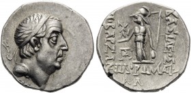 KINGS OF CAPPADOCIA. Ariobarzanes I Philoromaios, 96-63 BC. Drachm (Silver, 17 mm, 4.19 g, 12 h), mint A (Eusebeia), RY 31 = 65/4 BC. Diademed head of...