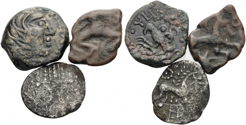 CELTIC, Central Gaul. 1st century BC. (5.38 g). Lot of one Silver and two Bronze...