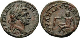 THRACE. Topirus . Caracalla, 198-217. (Bronze, 22.5 mm, 7.52 g, 2 h). AYT K M AYP ANTΩNINOC Laureate head of Caracalla to right; on neck AMP monogram....