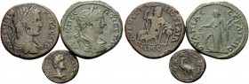 Geta, 198-211. (Bronze, 33.57 g). Lot of three Provincial Coins from Scythia and Thrace, containing rarities. ( 1 ). Scythia, Tyra. Diassarion. 17.5 m...