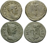 MACEDON. Stobi . Julia Domna & Caracalla, 193-217. (Bronze, 12.75 g). Lot of two better examples of Stobi. ( 1 ). Caracalla. 23 mm, 6.38 g, 12h. Varba...