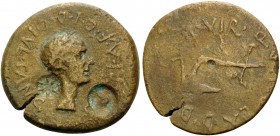 ACHAIA, Dyme. Julius Caesar . C. Arrius A.f. & C. Julius Tanginus, circa 40 BC. (Bronze, 22 mm, 5.63 g, 9 h). C•ARRI•A•F•C•I•D•C•IVL•TANG Laureate hea...