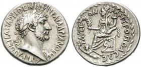 CILICIA. Tarsus . Hadrian, 117-138. Tridrachm (Silver, 24 mm, 9.53 g, 12 h). ΑΥΤ ΚΑΙ ΘΕ ΤΡΑ ΠΑΡ ΥΙ ΘΕ ΝΕΡ ΥΙ ΤΡΑΙ ΑΔΡΙΑΝΟϹ ϹΕ Laureate bust of Hadrian...