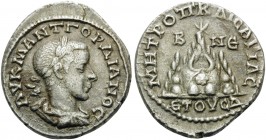 CAPPADOCIA. Caesaraea-Eusebia . Gordian III, 238-244. Drachm (Silver, 19 mm, 3.09 g, 6 h), year 4 of Gordian, 240/241. AV KAI M ANT ΓOPΔIANOC Laureate...