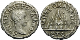CAPPADOCIA. Caesaraea-Eusebia . Gordian III, 238-244. Drachm (Silver, 18 mm, 3.40 g, 12 h), year 5 of Gordian, 241/242. AV KAI M ANT ΓOPΔIANOC Laureat...