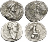 CAPPADOCIA. Caesaraea-Eusebia . Nero, Hadrian. (Silver, 3.46 g). Lot of two rare Hemidrachms. ( 1 ). Nero, 54-68 AD. Silver Hemidrachm, 14 mm, 1.58 g,...