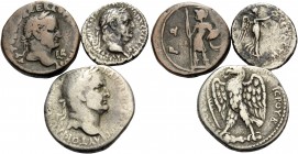 Vespasian, 69-79. (Silver, 32.51 g). Lot of three Silver Provincial Coins of Vespasian. ( 1 ). Antioch, Seleucis and Pieria, 69/70. Silver Tetradrachm...