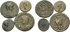 Agrippina the Younger, Trajan, Elagabalus, Philip II. (Bronze, 30.30 g). Lot of four Provincial Coins including rarities. ( 1 ). Agrippina the Younger...