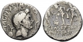 Sextus Pompey. Denarius (Silver, 18 mm, 3.39 g, 2 h), military mint in Sicily, 42-40 BC. MAG.PIVS.IMP.ITER Pompeius Magnus to right; behind, jug; befo...