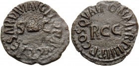 Gaius (Caligula), 37-41. Quadrans (Bronze, 18 mm, 2.19 g, 7 h), Rome, early January 41. C CAESAR DIVI AVG PRON AVG around pileus flanked by large S C....