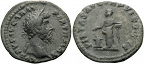 Lucius Verus, 161-169. Denarius (Bronze, 19 mm, 1.64 g, 6 h), contemporary 'limes denarius'. L VERVS AVG ARM PARTH MAX Laureate head of Lucius Verus t...