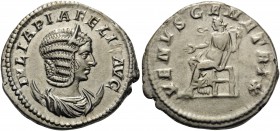 Julia Domna, Augusta, AD 193-217. Antoninianus (Silver, 23 mm, 5.07 g, 12 h), Rome, 216. IVLIA PIA FELIX AVG Diademed and draped bust of Julia Domna t...