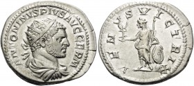 Caracalla, AD 198-217. Antoninianus (Silver, 23 mm, 5.17 g, 6 h), Rome, 215-217. ANTONINVS PIVS AVG GERM Radiate, draped and cuirassed bust of Caracal...