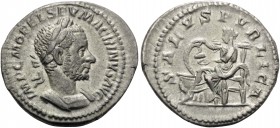 Macrinus, 217-218. Denarius (Silver, 20 mm, 3.17 g, 12 h), Rome, 217. IMP C M OPEL SEV MACRINVS AVG Laureate and cuirassed bust of Macrinus to right. ...