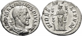 Maximinus I, 235-238. Denarius (Silver, 19 mm, 2.32 g, 5 h), Rome, 235-236. IMP MAXIMINVS PIVS AVG Laureate, draped and cuirassed bust of Maximinus I ...