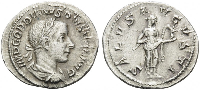 Gordian III, 238-244. Denarius (Silver, 20 mm, 3.11 g, 12 h), Rome, 240. IMP GOR...