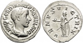 Gordian III, AD 238-244. Denarius (Silver, 21 mm, 2.61 g, 6 h), Rome, 240. IMP GORDIANVS PIVS FEL AVG Laureate, draped and cuirassed bust of Gordian I...