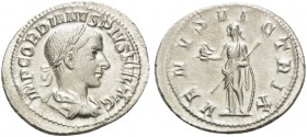 Gordian III, AD 238-244. Denarius (Silver, 21 mm, 3.23 g, 7 h), Rome, 240. IMP GORDIANVS PIVS FEL AVG Laureate, draped and cuirassed bust of Gordian I...