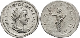 Trebonianus Gallus, AD 251-253. Antoninianus (Silver, 23 mm, 3.75 g, 6 h), Rome, 252. IMP C C VIB TREB GALLVS AVG Radiate, draped and cuirassed bust o...