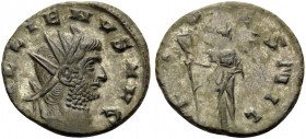 Gallienus, 253-268. Antoninianus (Billon, 19 mm, 2.55 g, 6 h), Mediolanum (Milan), 256-257. GALLIENVS AVG Radiate head of Gallienus to right. Rev. FID...