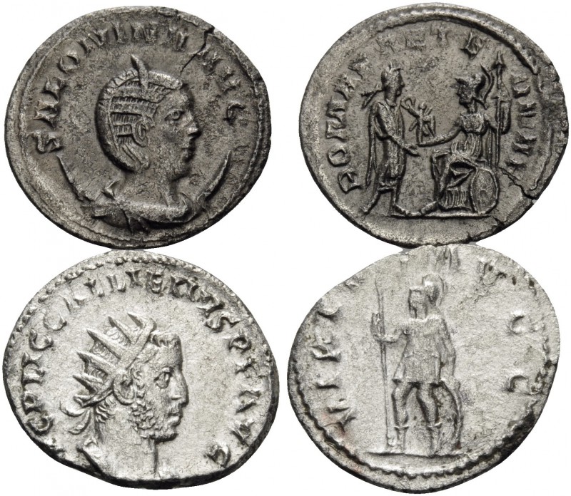 Gallienus, with Salonina, 253-268. (Silver, 6.86 g). Lot of two fine Antoniniani...